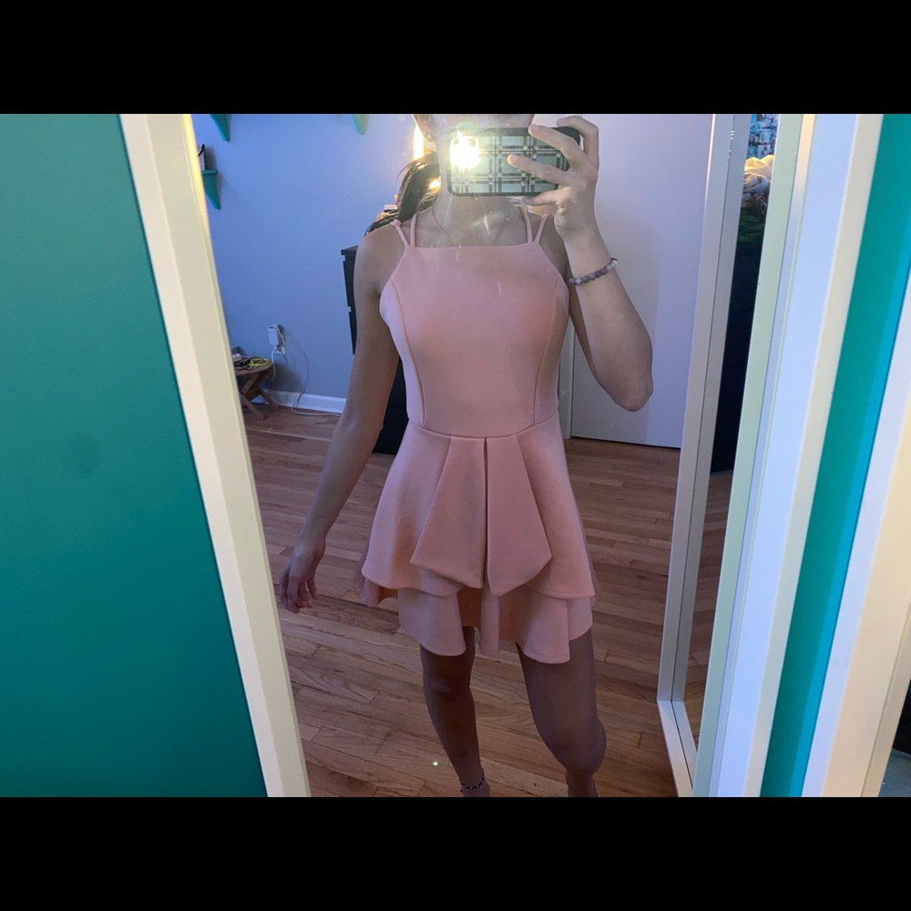 Halter short light pink dress